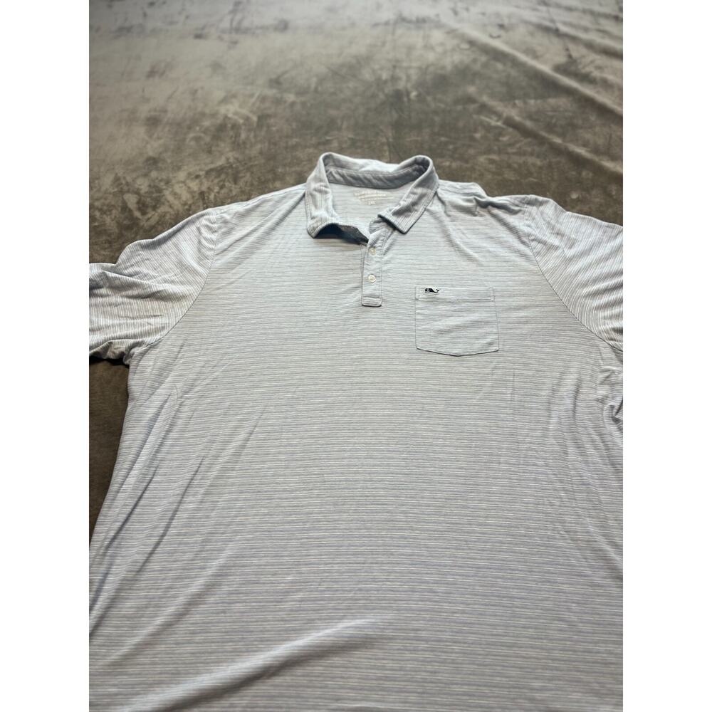 Vineyard Vines Shirt Mens‎ 2XL Edgartown Polo Blue White Stripe Whale Casual